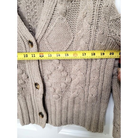 Dear John Sasha Women's Oatmeal Cable Knit Button Cardigan Sweater Size S - Picture 7 of 14
